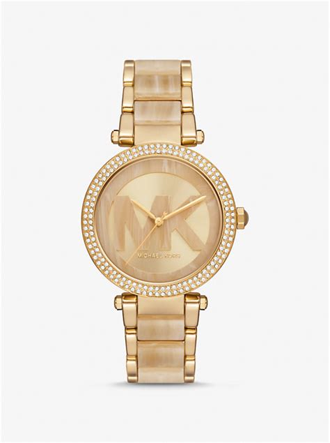 michael kors parker pave two tone watch|Parker Pavé Two.